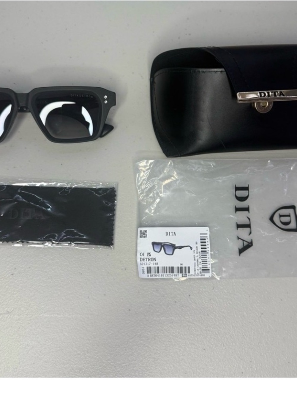 DITA detron Black Square Frame Sunglasses with Case